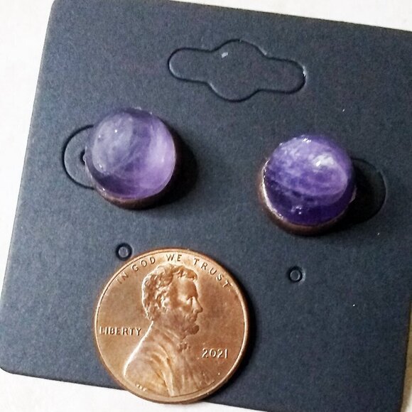 Edgy Amethyst Cone Studs Post Earrings ~ Tranquility & Calm ~ Reiki ~ Meditation - Picture 4 of 8